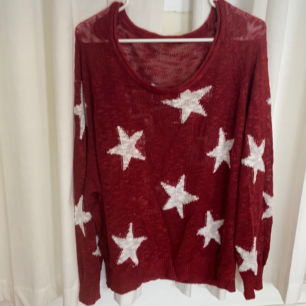 Maroon star sweater (light weight)